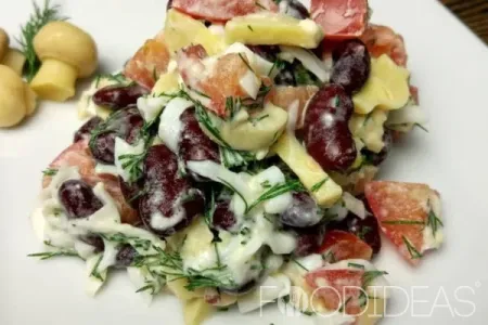 Салат с грибами и фасолью: рецепт с фото - очень вкусный
