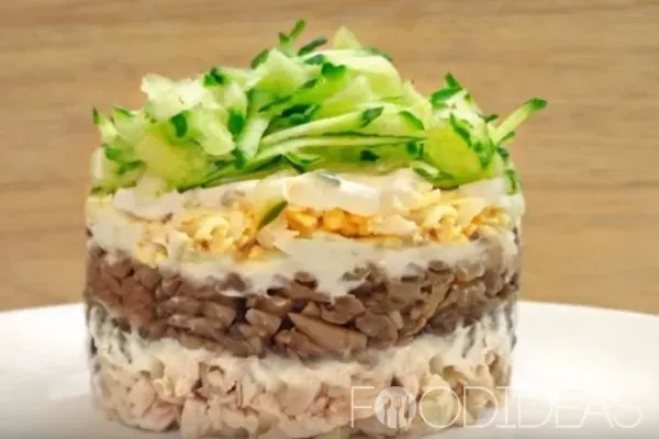 Салат с грибами и курицей рецепт с фото очень вкусный